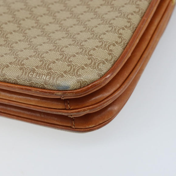 CELINE Macadam Canvas Circle Schoudertas PVC Beige Goud Auth ARZ313