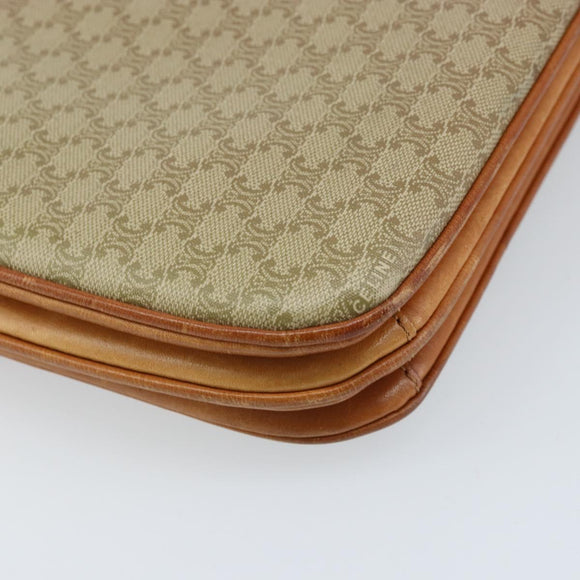 CELINE Macadam Canvas Circle Schoudertas PVC Beige Goud Auth ARZ313