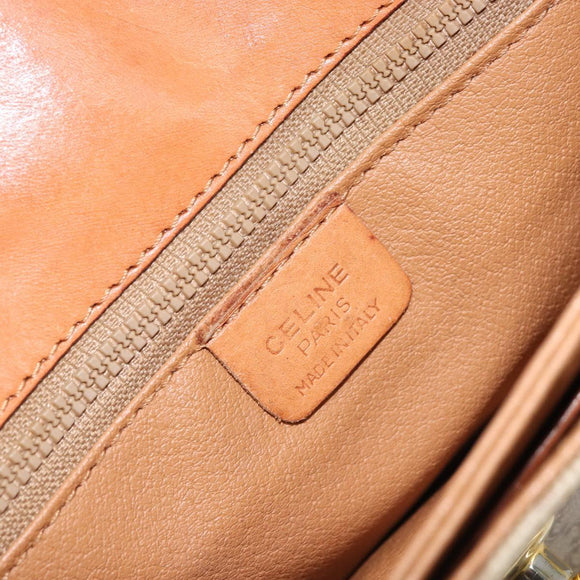 CELINE Macadam Canvas Circle Schoudertas PVC Beige Goud Auth ARZ313