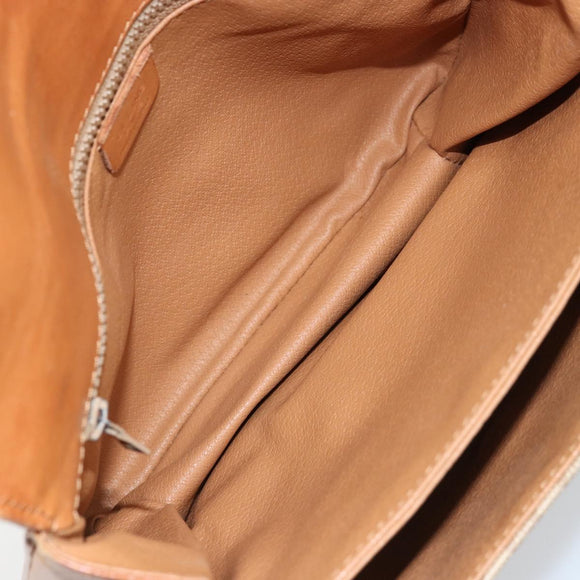 CELINE Macadam Canvas Circle Schoudertas PVC Beige Goud Auth ARZ313