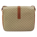 CELINE Macadam Canvas Circle Schoudertas PVC Beige Goud Auth ARZ313-3
