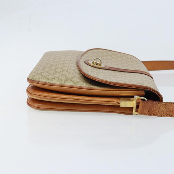 CELINE Macadam Canvas Circle Schoudertas PVC Beige Goud Auth ARZ313