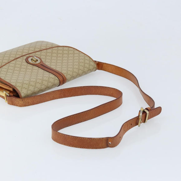 CELINE Macadam Canvas Circle Schoudertas PVC Beige Goud Auth ARZ313