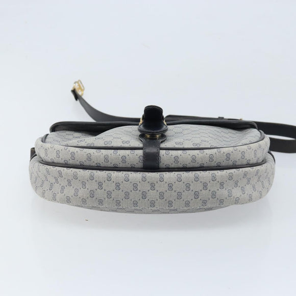 GUCCI Micro GG Supreme Shoulder Bag PVC Navy Gold Auth ARZ314
