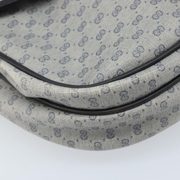 GUCCI Micro GG Supreme Shoulder Bag PVC Navy Gold Auth ARZ314