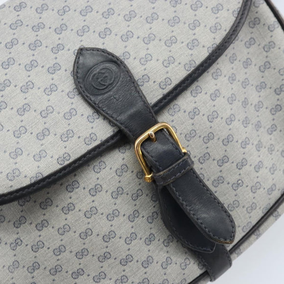 GUCCI Micro GG Supreme Shoulder Bag PVC Navy Gold Auth ARZ314