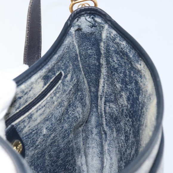 GUCCI Micro GG Supreme Shoulder Bag PVC Navy Gold Auth ARZ314