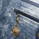 GUCCI Micro GG Supreme Shoulder Bag PVC Navy Gold Auth ARZ314-23