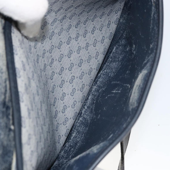 GUCCI Micro GG Supreme Shoulder Bag PVC Navy Gold Auth ARZ314