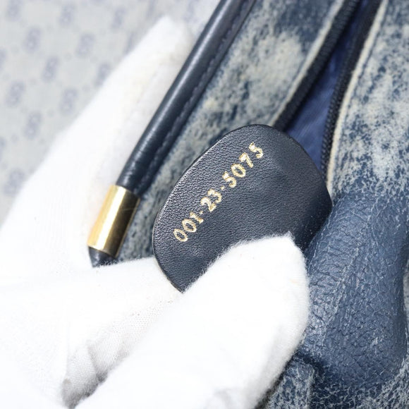 GUCCI Micro GG Supreme Shoulder Bag PVC Navy Gold Auth ARZ314