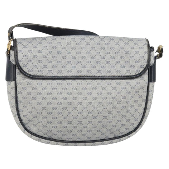 GUCCI Micro GG Supreme Shoulder Bag PVC Navy Gold Auth ARZ314