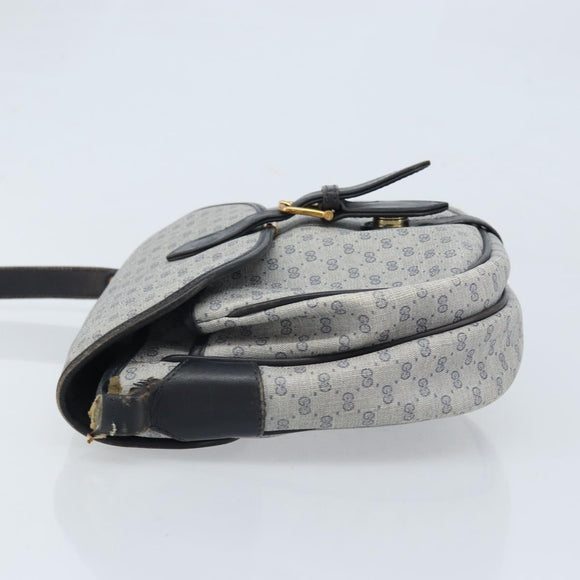 GUCCI Micro GG Supreme Shoulder Bag PVC Navy Gold Auth ARZ314