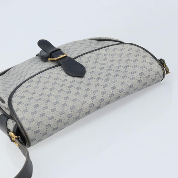 GUCCI Micro GG Supreme Shoulder Bag PVC Navy Gold Auth ARZ314