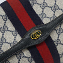 GUCCI GG Supreme Sherry Line Clutch Bag PVC Navy Red 84 01 007 Auth ARZ315-12