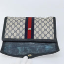 GUCCI GG Supreme Sherry Line Clutch Bag PVC Navy Red 84 01 007 Auth ARZ315-13