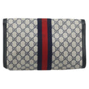 GUCCI GG Supreme Sherry Line Clutch Bag PVC Navy Red 84 01 007 Auth ARZ315-3