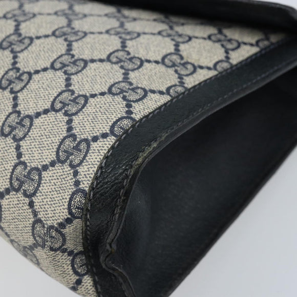 GUCCI GG Supreme Sherry Line Clutch Bag PVC Navy Red 84 01 007 Auth ARZ315