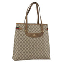 GUCCI GG Supreme Web Sherry Line Tote Bag PVC Beige Gold 39 02 091 Auth ARZ316-1
