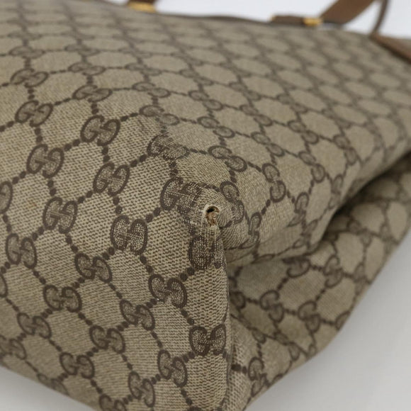 GUCCI GG Supreme Web Sherry Line Tote Bag PVC Beige Gold 39 02 091 Auth ARZ316