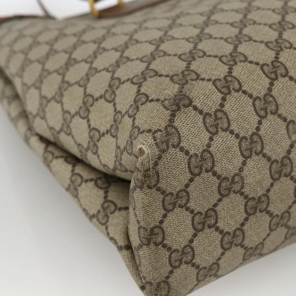 GUCCI GG Supreme Web Sherry Line Tote Bag PVC Beige Gold 39 02 091 Auth ARZ316