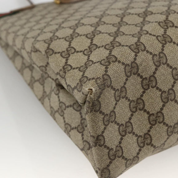 GUCCI GG Supreme Web Sherry Line Tote Bag PVC Beige Gold 39 02 091 Auth ARZ316