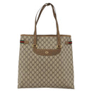 GUCCI GG Supreme Web Sherry Line Tote Bag PVC Beige Gold 39 02 091 Auth ARZ316-2