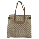 GUCCI GG Supreme Web Sherry Line Tote Bag PVC Beige Gold 39 02 091 Auth ARZ316-3