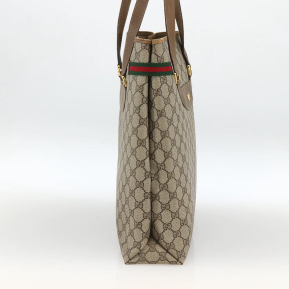 GUCCI GG Supreme Web Sherry Line Tote Bag PVC Beige Gold 39 02 091 Auth ARZ316