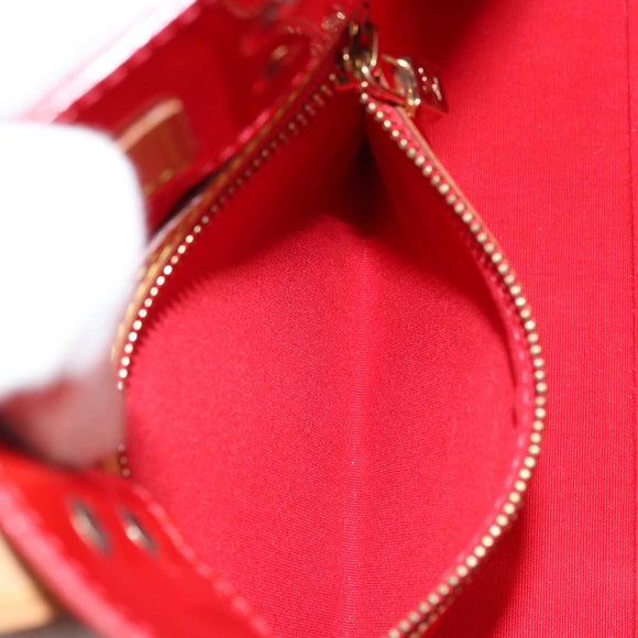 LOUIS VUITTON Monogram Vernis Reade PM Hand Bag Red Rouge M91088 LV Auth ARZ320