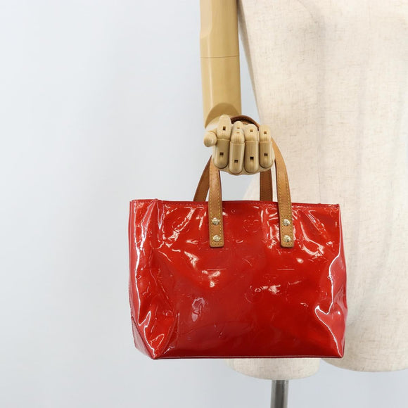 LOUIS VUITTON Monogram Vernis Reade PM Hand Bag Red Rouge M91088 LV Auth ARZ320