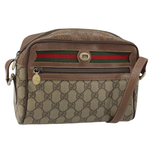 GUCCI GG Supreme Web Sherry Line Bag PVC Beige Gold 001 44 6655 Auth ARZ340