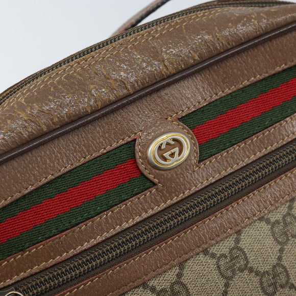 GUCCI GG Supreme Web Sherry Line Bag PVC Beige Gold 001 44 6655 Auth ARZ340