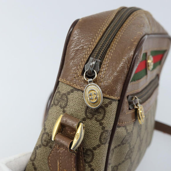 GUCCI GG Supreme Web Sherry Line Bag PVC Beige Gold 001 44 6655 Auth ARZ340