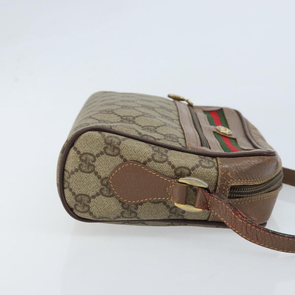 GUCCI GG Supreme Web Sherry Line Bag PVC Beige Gold 001 44 6655 Auth ARZ340