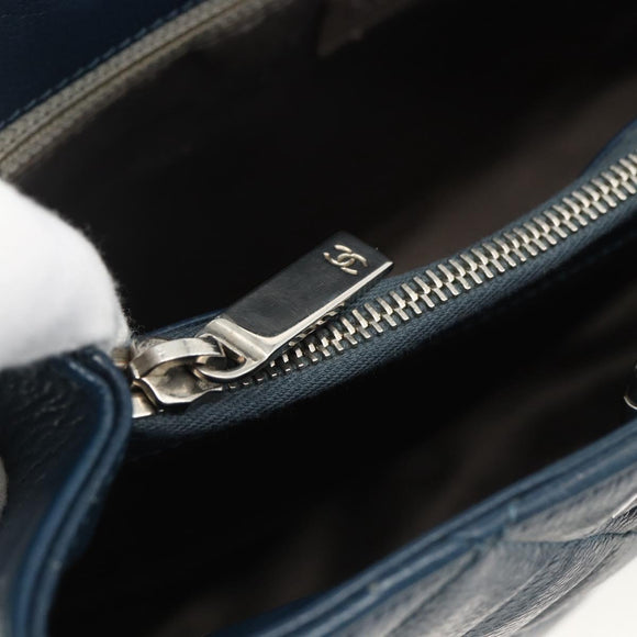 CHANEL Matelasse Chain Shoulder Bag Caviar Skin Blue Silver CC Auth ARZ343SAV