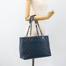 CHANEL Matelasse Chain Shoulder Bag Caviar Skin Blue Silver CC Auth ARZ343SAV-27