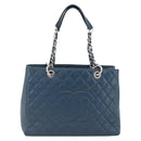 CHANEL Matelasse Chain Shoulder Bag Caviar Skin Blue Silver CC Auth ARZ343SAV-13