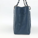 CHANEL Matelasse Chain Shoulder Bag Caviar Skin Blue Silver CC Auth ARZ343SAV-4