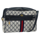 GUCCI GG Supreme Sherry Line Shoulder Bag PVC Navy Gold 68 02 005 Auth ARZ344-1