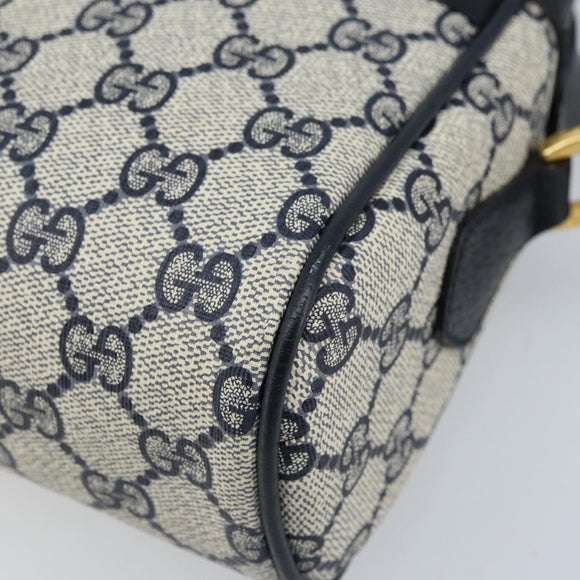GUCCI GG Supreme Sherry Line Shoulder Bag PVC Navy Gold 68 02 005 Auth ARZ344