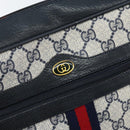 GUCCI GG Supreme Sherry Line Shoulder Bag PVC Navy Gold 68 02 005 Auth ARZ344-18