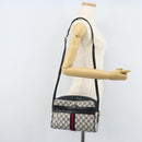 GUCCI GG Supreme Sherry Line Shoulder Bag PVC Navy Gold 68 02 005 Auth ARZ344-25