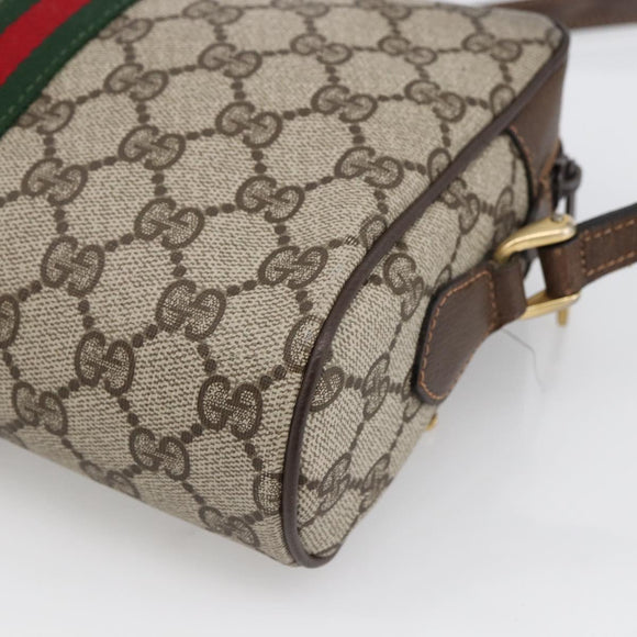 GUCCI GG Supreme Web Sherry Line Bag PVC Beige Gold 68 001 3654 Auth ARZ345
