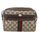 GUCCI GG Supreme Web Sherry Line Bag PVC Beige Gold 68 001 3654 Auth ARZ345-13