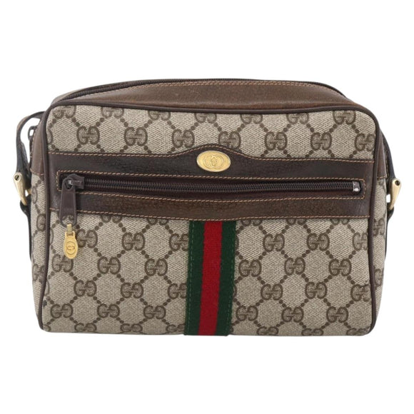 GUCCI GG Supreme Web Sherry Line Bag PVC Beige Gold 68 001 3654 Auth ARZ345