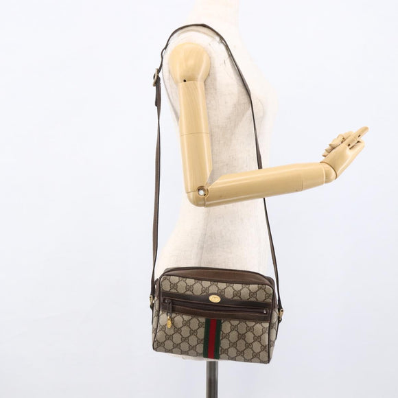 GUCCI GG Supreme Web Sherry Line Bag PVC Beige Gold 68 001 3654 Auth ARZ345