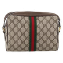 GUCCI GG Supreme Web Sherry Line Bag PVC Beige Gold 68 001 3654 Auth ARZ345-2