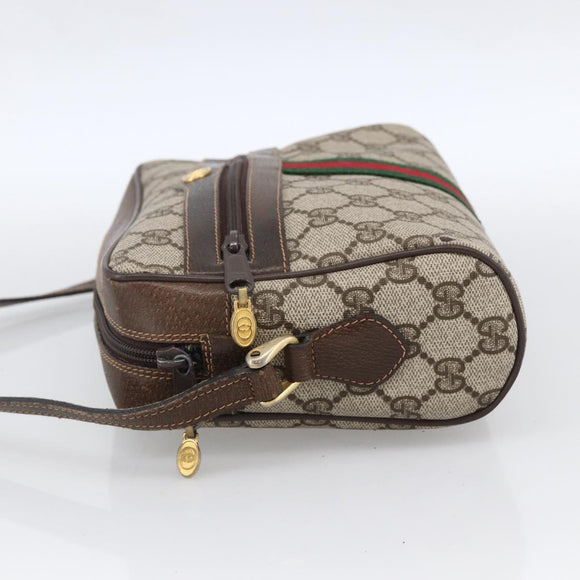 GUCCI GG Supreme Web Sherry Line Bag PVC Beige Gold 68 001 3654 Auth ARZ345