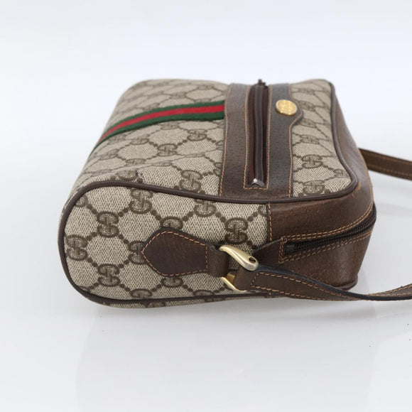 GUCCI GG Supreme Web Sherry Line Bag PVC Beige Gold 68 001 3654 Auth ARZ345