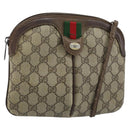 GUCCI GG Supreme Web Sherry Line Bag PVC Beige Gold 904 02 047 Auth ARZ346-1